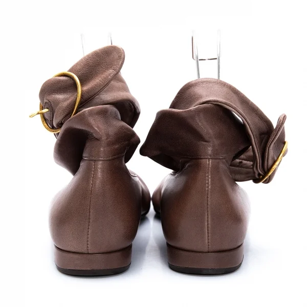 チエミハラCHIE MIHARA ロングアンクルベルトパンプス 茶38(24cm位) K-126694_003