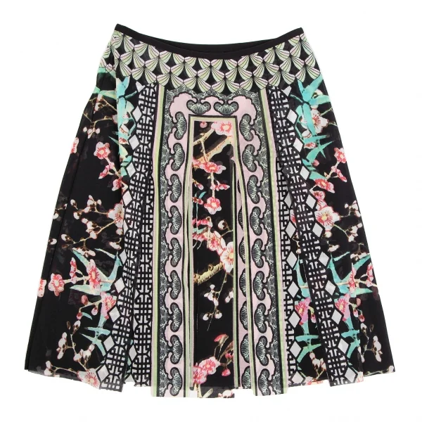 ヴィヴィアンタムVIVIENNETAM フラワープリント短冊カッティングパワーネットスカート 黒マルチ1 K-126723_010