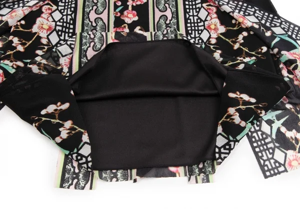 ヴィヴィアンタムVIVIENNETAM フラワープリント短冊カッティングパワーネットスカート 黒マルチ1 K-126723_009