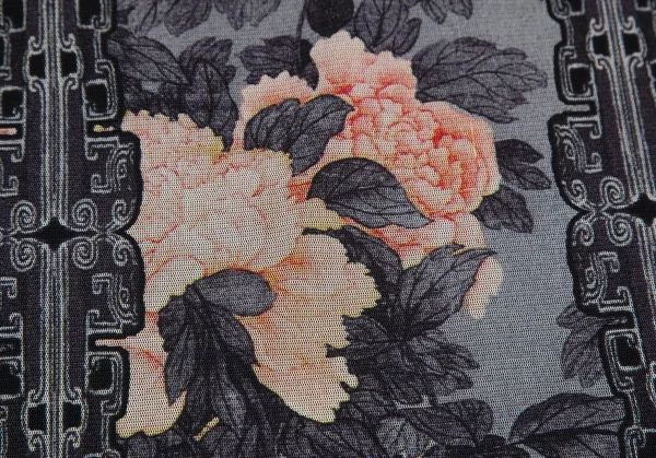 ヴィヴィアンタムVIVIENNETAM フラワーリーフプリントパワーネットスカート グレー黒他0 K-126724_007