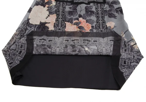 ヴィヴィアンタムVIVIENNETAM フラワーリーフプリントパワーネットスカート グレー黒他0 K-126724_009