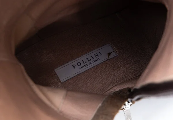 ポリーニPOLLINI ウイングチップレザーロングヒールブーツ 焦げ茶35(22.5位) K-126744_020