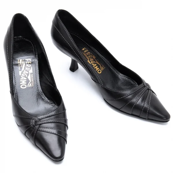 独創的 サルヴァトーレフェラガモ Salvatore Ferragamo レザーヒール 靴