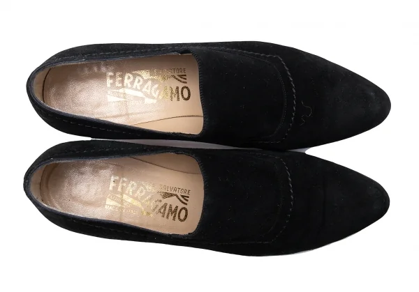 サルヴァトーレフェラガモ Salvatore Ferragamo ステッチデザインスウェードパンプス 黒5.5(23位) K-126749_002