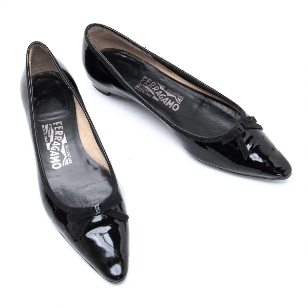 サルヴァトーレフェラガモ Salvatore Ferragamo リボントゥエナメルパンプス 黒5.5(23位) K-126750_001