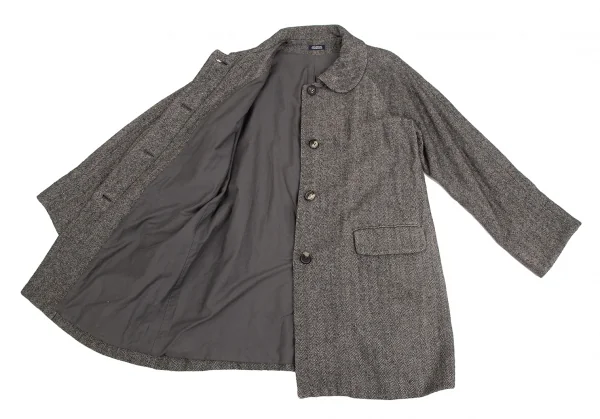 ジャーナルスタンダードJOURNAL STANDARD ウールリネンヘリンボーンラウンドカラーコート 白黒M位 K-126752_011