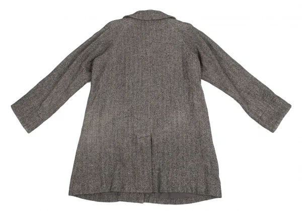 ジャーナルスタンダードJOURNAL STANDARD ウールリネンヘリンボーンラウンドカラーコート 白黒M位 K-126752_013