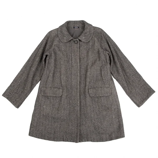 ジャーナルスタンダードJOURNAL STANDARD ウールリネンヘリンボーンラウンドカラーコート 白黒M位 K-126752_002