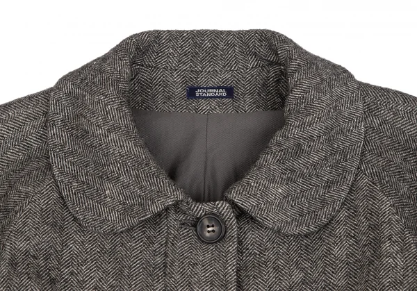 ジャーナルスタンダードJOURNAL STANDARD ウールリネンヘリンボーンラウンドカラーコート 白黒M位 K-126752_003