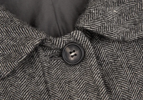 ジャーナルスタンダードJOURNAL STANDARD ウールリネンヘリンボーンラウンドカラーコート 白黒M位 K-126752_004