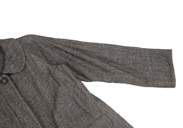 ジャーナルスタンダードJOURNAL STANDARD ウールリネンヘリンボーンラウンドカラーコート 白黒M位 K-126752_005