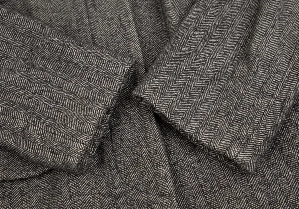 ジャーナルスタンダードJOURNAL STANDARD ウールリネンヘリンボーンラウンドカラーコート 白黒M位 K-126752_006