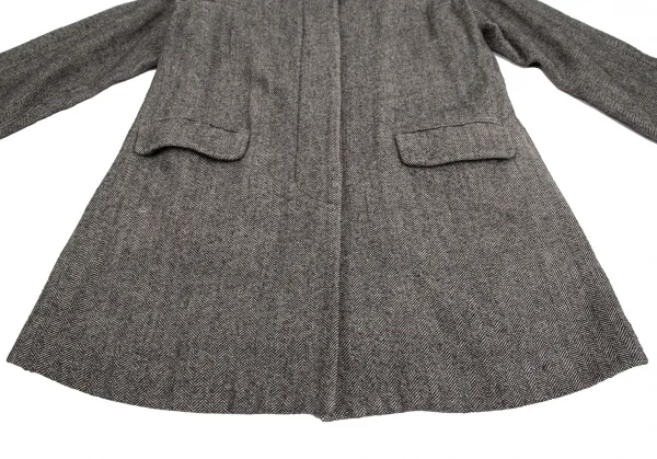 ジャーナルスタンダードJOURNAL STANDARD ウールリネンヘリンボーンラウンドカラーコート 白黒M位 K-126752_008