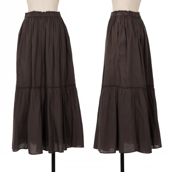 フレームワークFRAMeWORK コットンリネンギャザーレイヤードスカート 茶36 K-126754_001