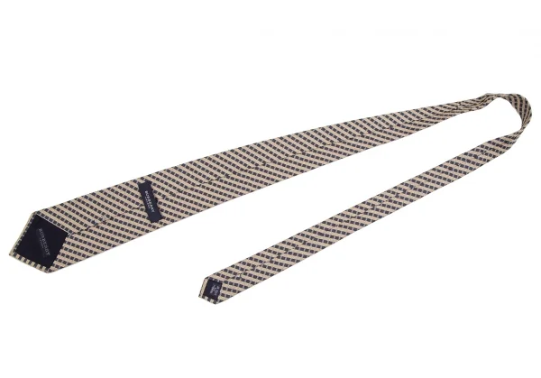 バーバリーロンドンBURBERRY LONDON シルクチェックストライプネクタイ 紺ベージュ K-126767_005