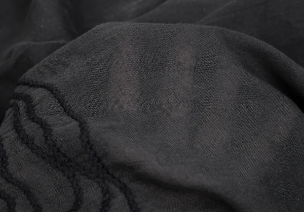 ワイズY's コットンリネンエンブロイダリーフリンジストール チャコール K-126783_011