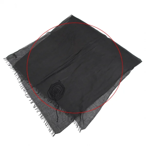 ワイズY's コットンリネンエンブロイダリーフリンジストール チャコール K-126783_002