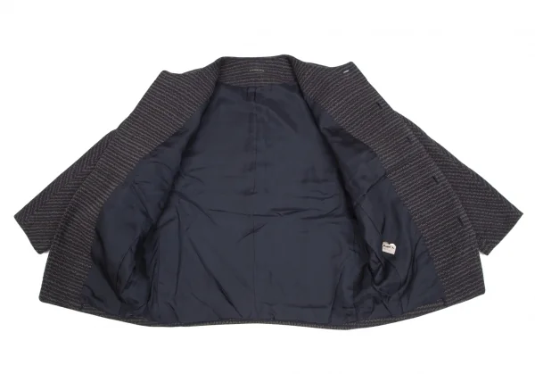 【JURGEN LEHL】ヨーガンレール ジップアップジャケット M ブラック ヨーガンレールJURGEN LEHL ステッチデザインセットアップスーツ 紺M位