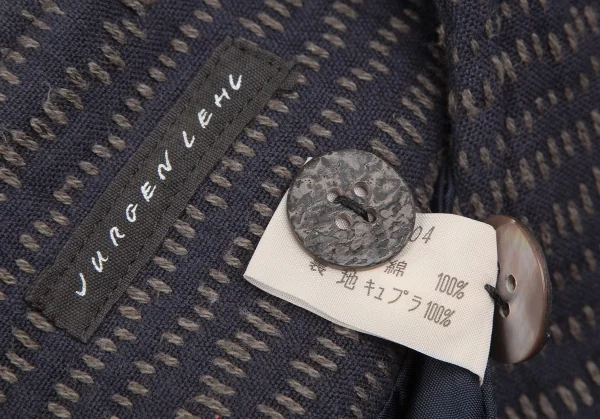 【JURGEN LEHL】ヨーガンレール ジップアップジャケット M ブラック JURGEN LEHL ヨーガンレール ベージュ系 コットン トップス パンツ