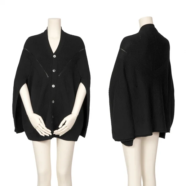 ジュンヤワタナベ コムデギャルソンJUNYA WATANABE COMME des GARCONSウールポンチョニットカーディガン 黒M K-126906_001