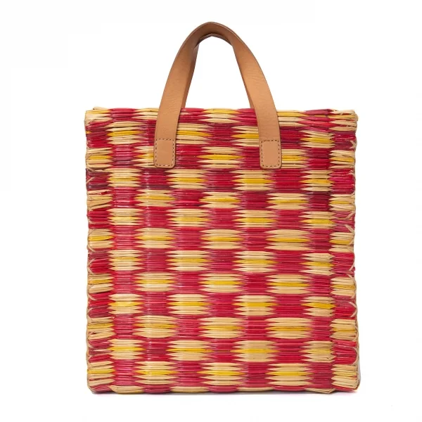 コムコム コムデギャルソン×ヘイマットアトランティカCOMME des GARCONS×HEIMAT-ATLANTICA ストロートートバッグ 赤ナチュラル K-126907_002