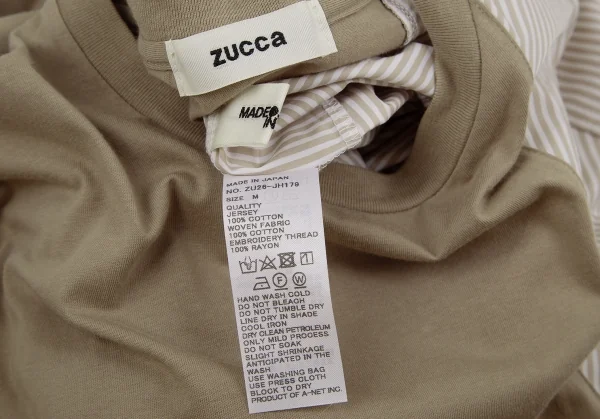 ズッカZUCCA コットンストライプ切替エンブロイダリーワンピース ベージュM K-126909_012