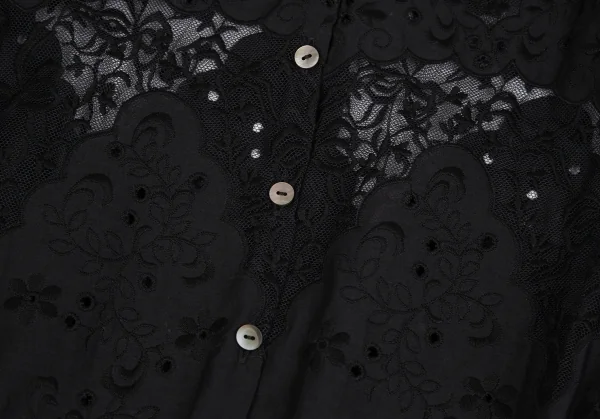 ケイタマルヤマKEITA MARUYAMA レースフリル切替ノースリーブワンピース 黒1 K-126922_010