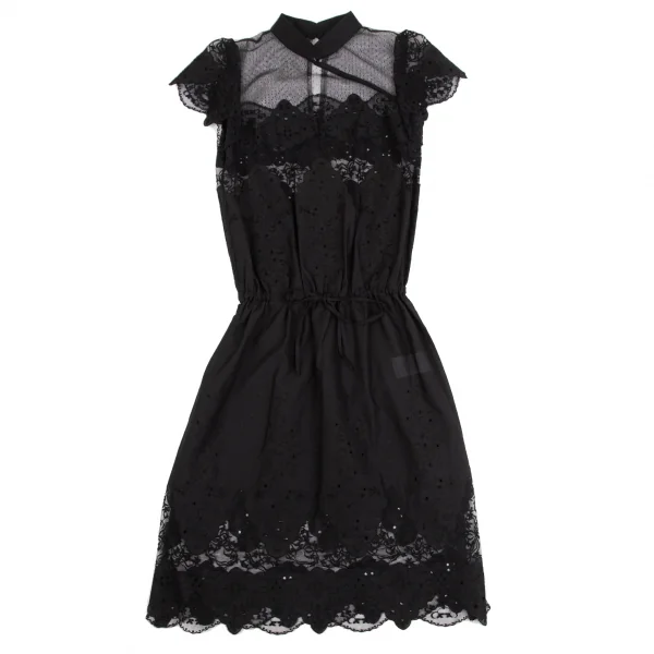 ケイタマルヤマKEITA MARUYAMA レースフリル切替ノースリーブワンピース 黒1 K-126922_002