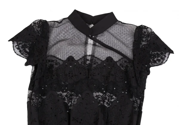 ケイタマルヤマKEITA MARUYAMA レースフリル切替ノースリーブワンピース 黒1 K-126922_003