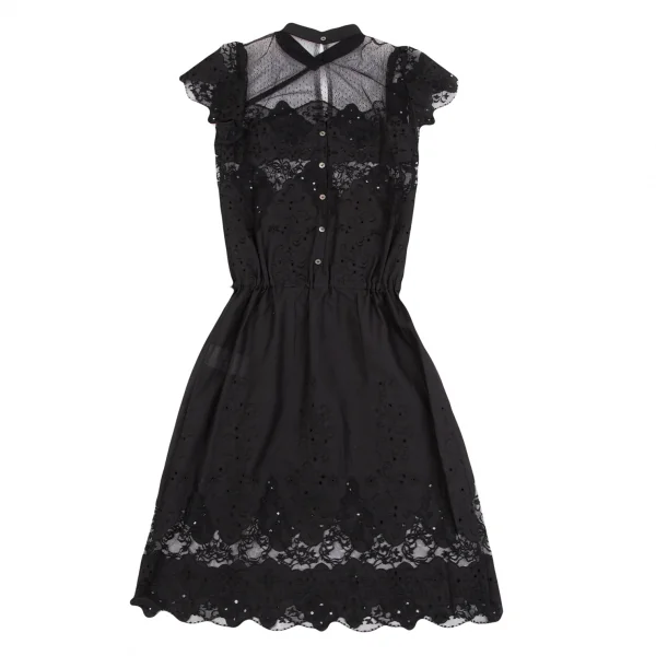 ケイタマルヤマKEITA MARUYAMA レースフリル切替ノースリーブワンピース 黒1 K-126922_008