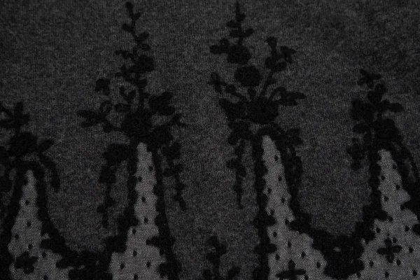 ケイタマルヤマKEITA MARUYAMA メッシュエンブロイダリークルーネックカーディガン S位 グレー黒1 K-126923_010