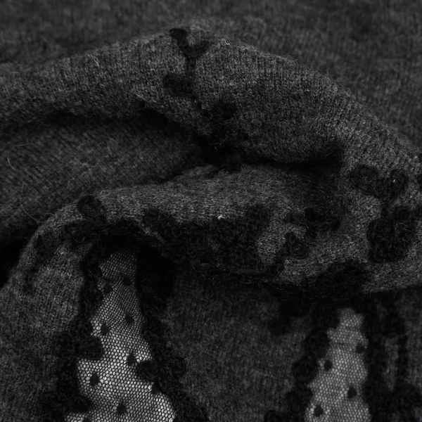 ケイタマルヤマKEITA MARUYAMA メッシュエンブロイダリークルーネックカーディガン S位 グレー黒1 K-126923_011