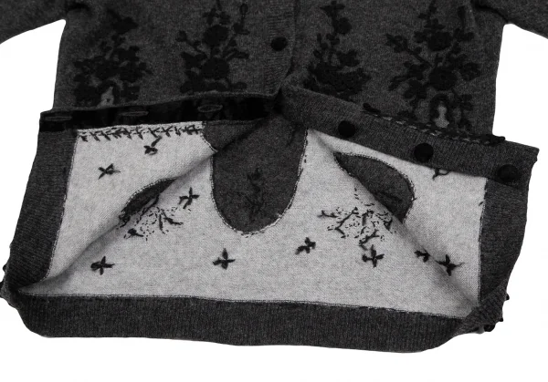 ケイタマルヤマKEITA MARUYAMA メッシュエンブロイダリークルーネックカーディガン S位 グレー黒1 K-126923_008