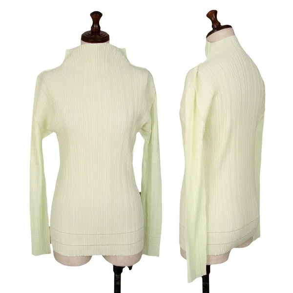 PLEATS PLEASE Mock Neck Inside Out Pleated T Shirt Yellow-green 3 K-126949_001
