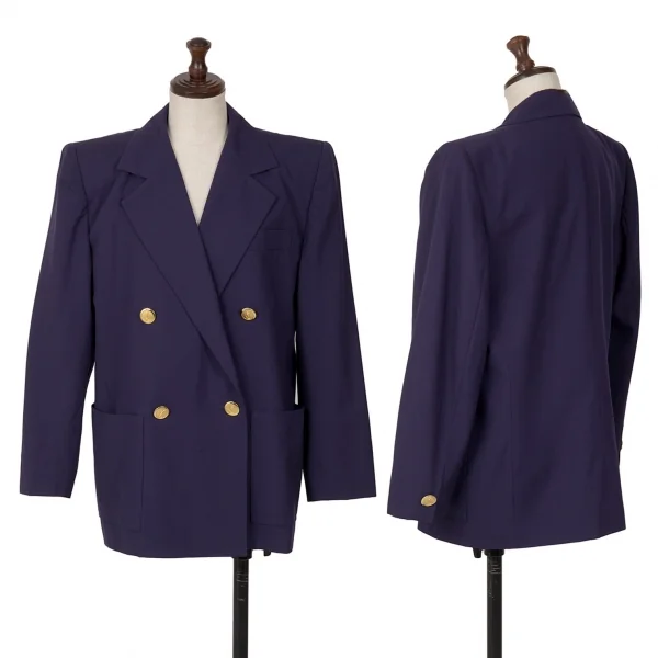 イヴサンローランYves Saint Laurent メタルボタンダブルブレストジャケット 紫M K-126961_001