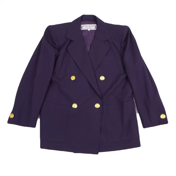 イヴサンローランYves Saint Laurent メタルボタンダブルブレストジャケット 紫M K-126961_002