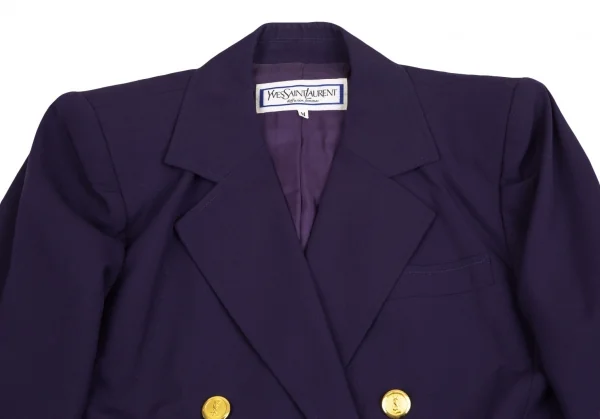 イヴサンローランYves Saint Laurent メタルボタンダブルブレストジャケット 紫M K-126961_003