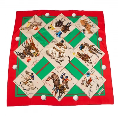 HERMES Carres 90 LE MONDE DU POLO Scarf