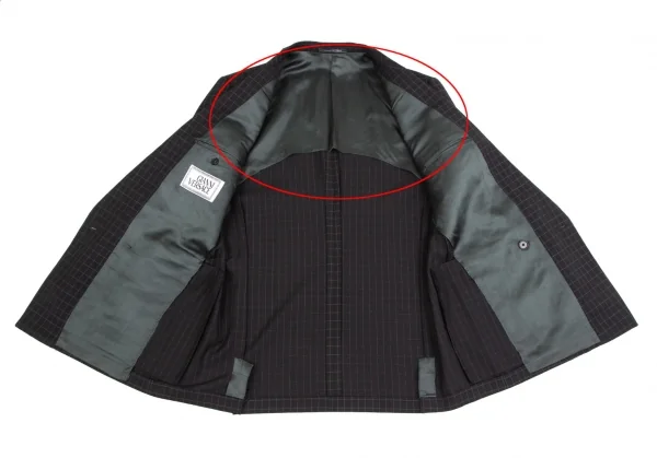 ジャンニヴェルサーチGIANNI VERSACE グラフチェックメデューサボタンダブルジャケット 黒L位 K-126977_013