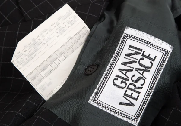 ジャンニヴェルサーチGIANNI VERSACE グラフチェックメデューサボタンダブルジャケット 黒L位 K-126977_019