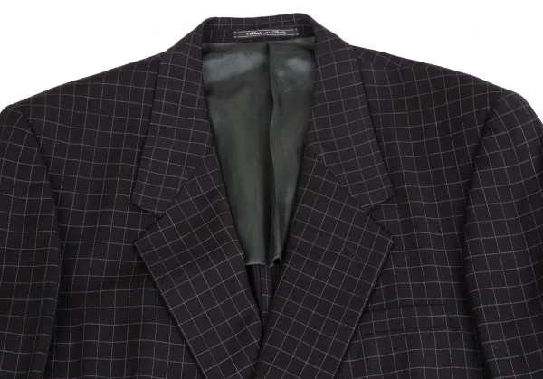 ジャンニヴェルサーチGIANNI VERSACE グラフチェックメデューサボタンダブルジャケット 黒L位 K-126977_002