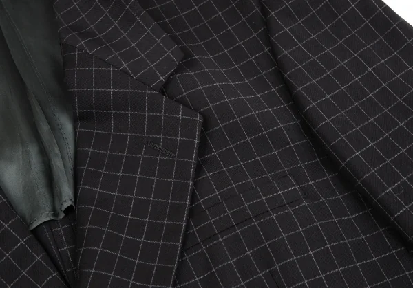 ジャンニヴェルサーチGIANNI VERSACE グラフチェックメデューサボタンダブルジャケット 黒L位 K-126977_004