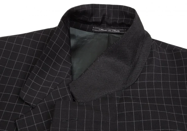 ジャンニヴェルサーチGIANNI VERSACE グラフチェックメデューサボタンダブルジャケット 黒L位 K-126977_005
