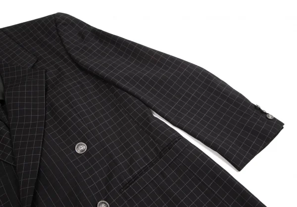 ジャンニヴェルサーチGIANNI VERSACE グラフチェックメデューサボタンダブルジャケット 黒L位 K-126977_006