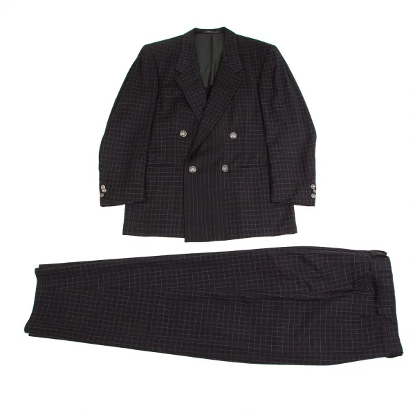 ジャンニヴェルサーチGIANNI VERSACE グラフチェックセットアップスーツ 黒L位 K-126979_001
