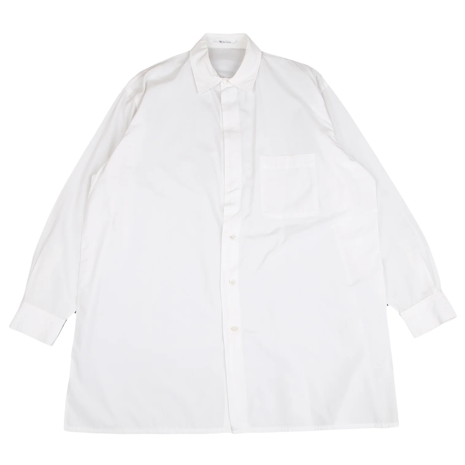Y'sワイズ ホワイト シャツ 長袖 ワイズフォーメンY's for men ジップアップ切替長袖シャツ 白L位
