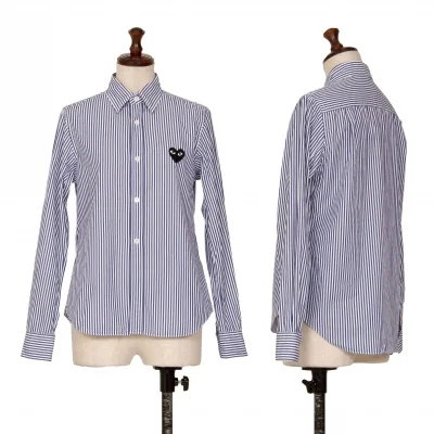 23ss 美品 XL プレイコムデギャルソン ハートワッペン ストライプ シャツ プレイ コムデギャルソンPLAY COMME des GARCONS ハートパッチ