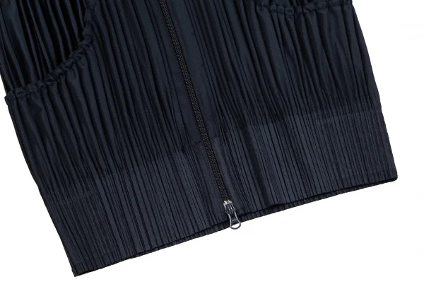 プリーツプリーズPLEATS PLEASE 消しプリーツダブルジップフードパーカー 紺3 K-127030_010