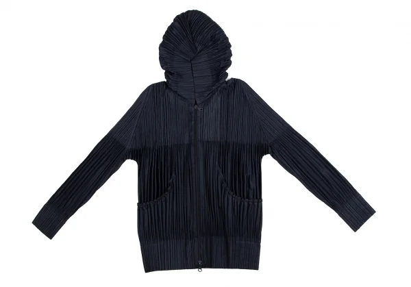 プリーツプリーズPLEATS PLEASE 消しプリーツダブルジップフードパーカー 紺3 K-127030_002