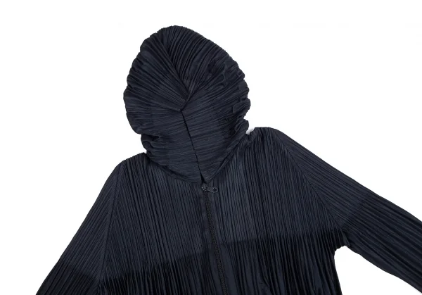 プリーツプリーズPLEATS PLEASE 消しプリーツダブルジップフードパーカー 紺3 K-127030_003